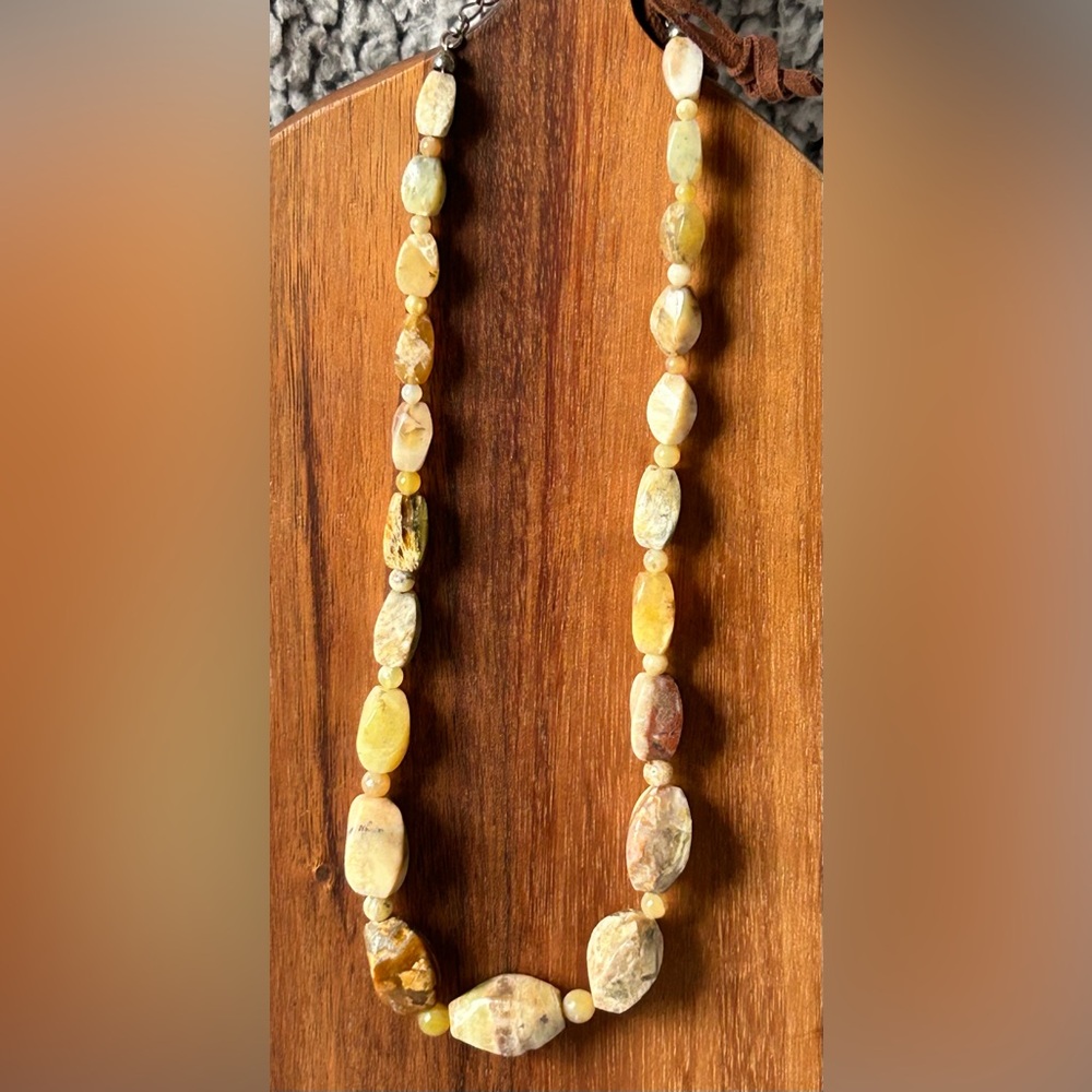 Vintage Jay King Natural Stone Beaded Sterling Silver Clasp 925 21” Necklace